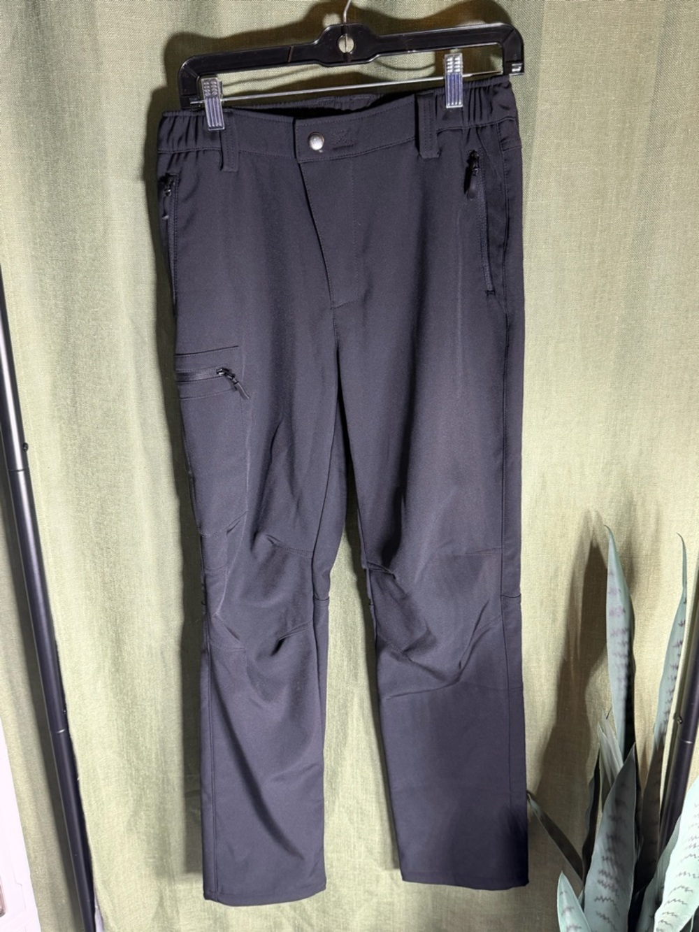 Black Boot Cut Utility Pants with Zippered Pockets